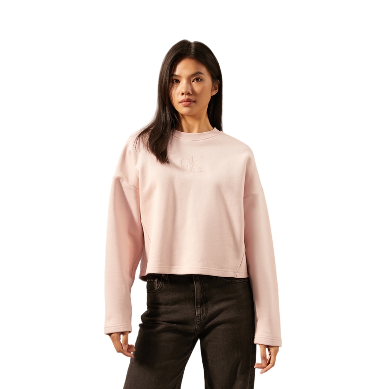 Shop (Women) Calvin Klein  Casual Cotton Crewneck Pullover Sweatshirt. J224597