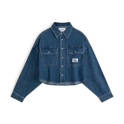 (Women) Calvin Klein Casual Cotton Denim Long Sleeve Shirt in Blue. J2223541A4