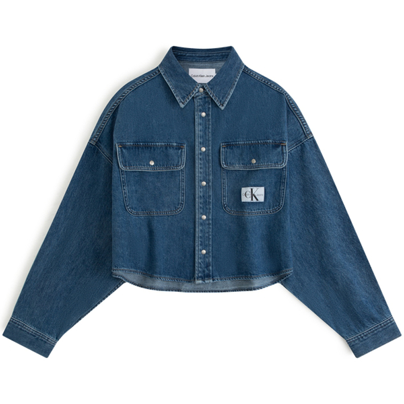 Order (W) Camisa de Manga Larga de Mezclilla Casual de Algodón Calvin Klein Azul. J2223541A4