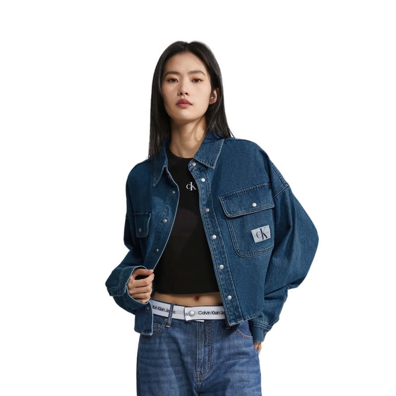 Shop (W) Camisa de Manga Larga de Mezclilla Casual de Algodón Calvin Klein Azul. J2223541A4