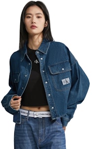 (W) 캘빈클라인 캐주얼 코튼 데님 긴팔 셔츠 블루. J2223541A4 Shop (W) 캘빈클라인 캐주얼 코튼 데님 긴팔 셔츠 블루. J2223541A4