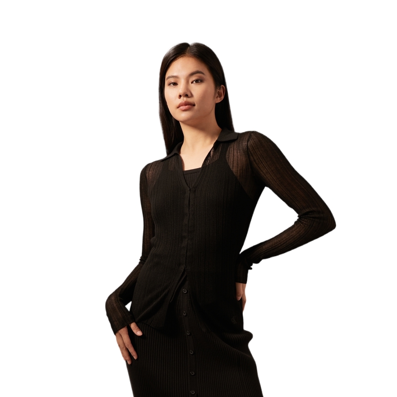 Lookbook (W) Calvin Klein Set Baju Camisole Leher-V Kasual Rajut - Space Black. J223903