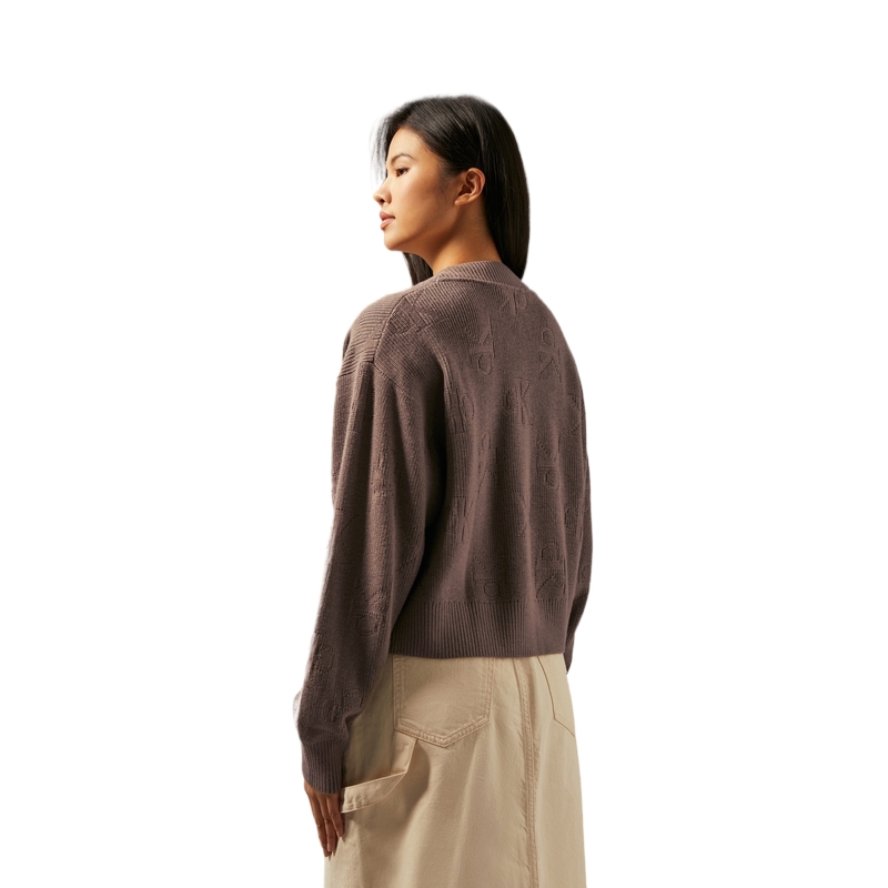 (Women) Calvin Klein  Casual Letter Jacquard Button V-Neck Knit Cardigan Sweater J224569 圖 11