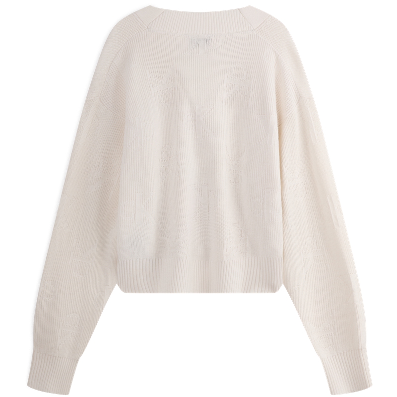 (Women) Calvin Klein  Casual Letter Jacquard Button V-Neck Knit Cardigan Sweater J224569 圖 3