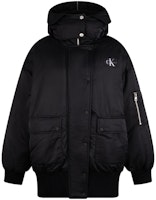 (Women) CALVIN KLEIN Casual Logo Embroidered Padded Loose Fit Hoodie Jacket J221879 (Women) CALVIN KLEIN Casual Logo Embroidered Padded Loose Fit Hoodie Jacket J221879