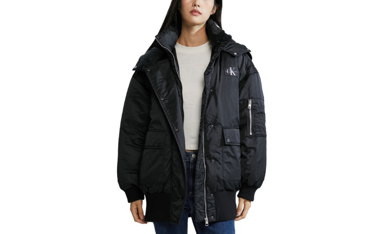 Order (W) CALVIN KLEIN Chaqueta Sudadera Acolchada Logo Bordado Estilo Suelto Casual J221879