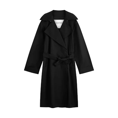 (Women) Calvin Klein Casual Mid-Length Belted Trench Coat Space Black. 40WK526