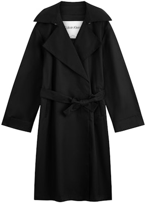 (Women) Calvin Klein Casual Mid-Length Belted Trench Coat Space Black. 40WK526 Order (Women) Calvin Klein Casual Mid-Length Belted Trench Coat Space Black. 40WK526