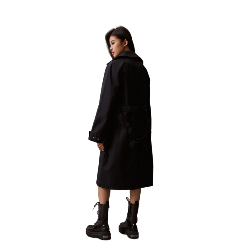 Details for (W) Calvin Klein Kot Trench Kasual Ikat Separas Lutut Hitam. 40WK526