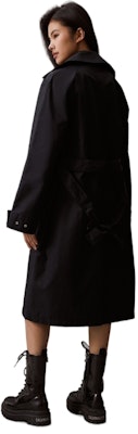 (Women) Calvin Klein Casual Mid-Length Belted Trench Coat Space Black. 40WK526 Details for (Women) Calvin Klein Casual Mid-Length Belted Trench Coat Space Black. 40WK526
