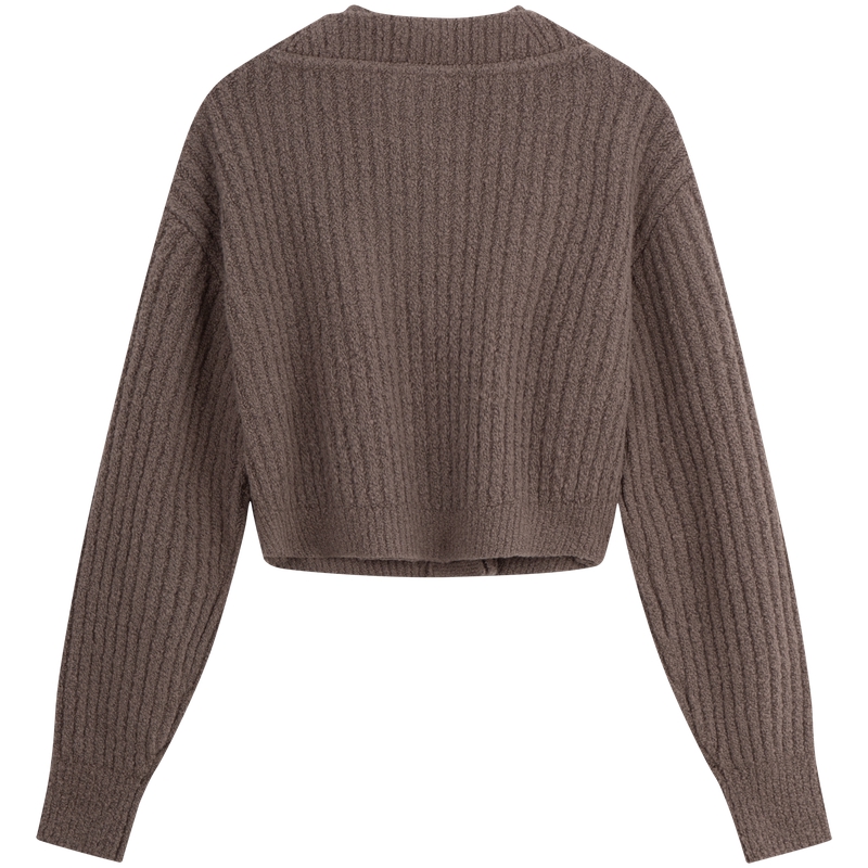 (Women) Calvin Klein  Chenille Knit Cardigan Vest Deep Gray Brown. J224562 圖 3