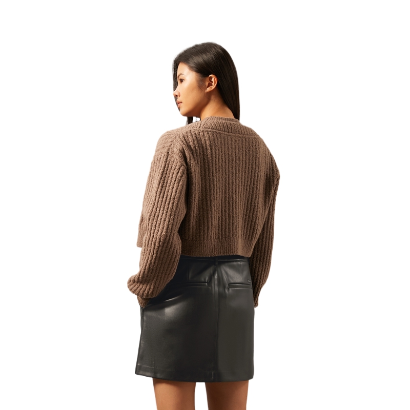 (Women) Calvin Klein  Chenille Knit Cardigan Vest Deep Gray Brown. J224562 圖 5