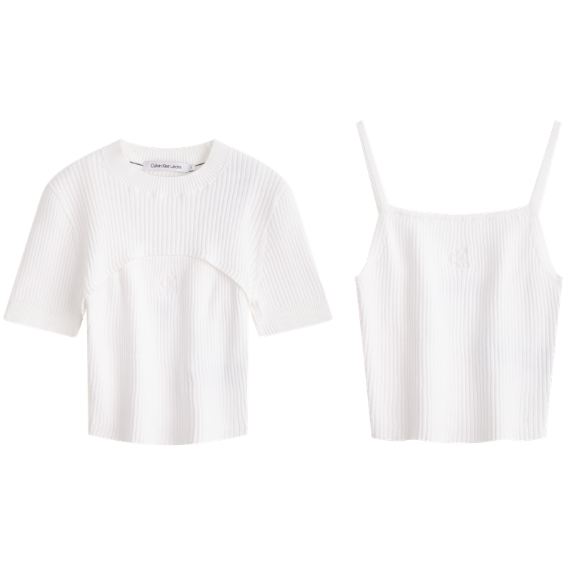 Order (W) Calvin Klein Conjunto de Tank Top de Algodón Knit y Chaleco Casual. J223332