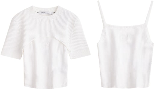 (W) Calvin Klein Conjunto de Tank Top de Algodón Knit y Chaleco Casual. J223332 Order (W) Calvin Klein Conjunto de Tank Top de Algodón Knit y Chaleco Casual. J223332