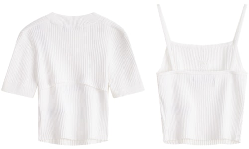 (W) Calvin Klein Conjunto de Tank Top de Algodón Knit y Chaleco Casual. J223332 Lookbook (W) Calvin Klein Conjunto de Tank Top de Algodón Knit y Chaleco Casual. J223332