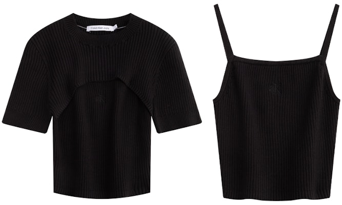 (W) Calvin Klein Conjunto de Tank Top de Algodón Knit y Chaleco Casual. J223332 Sizing (W) Calvin Klein Conjunto de Tank Top de Algodón Knit y Chaleco Casual. J223332