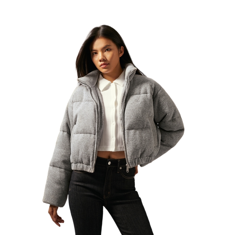 Purchase (W) Calvin Klein 刺繡短版羽絨外套 石灰色款式 長效溫暖保暖外套 J224591