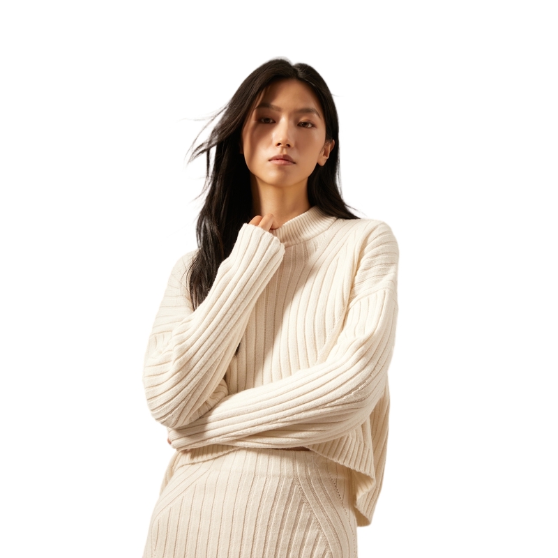 Shop (Women) CALVIN KLEIN  Embroidered Knit Crop Crewneck Sweater Milk White. J224566