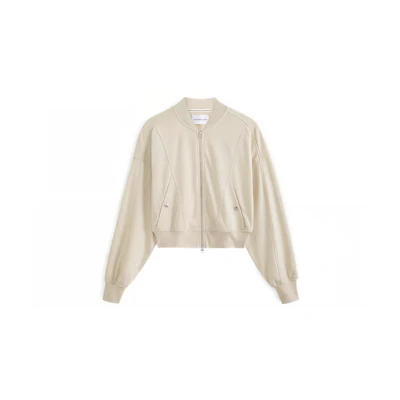 (Women) Calvin Klein Embroidered Lettering Casual Zip-Up Bomber Jacket. J221662