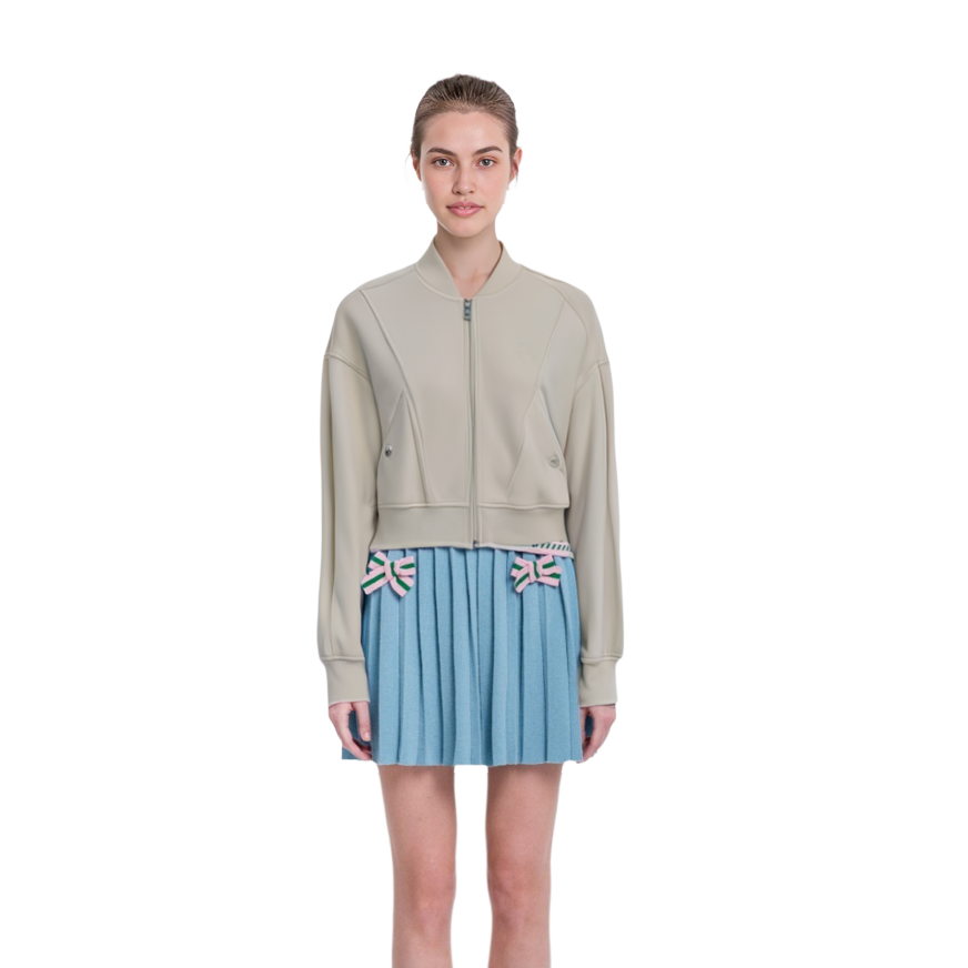 (Women) Calvin Klein  Embroidered Lettering Casual Zip-Up Bomber Jacket. J221662 圖 6