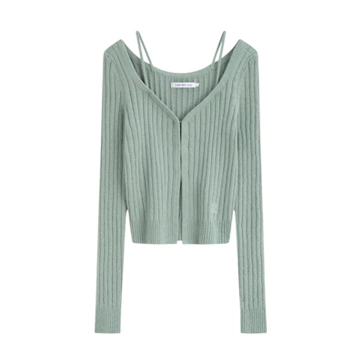 (Women) CALVIN KLEIN Fashion Ribbed Knit Off-Shoulder Sexy Camisole Top J223931