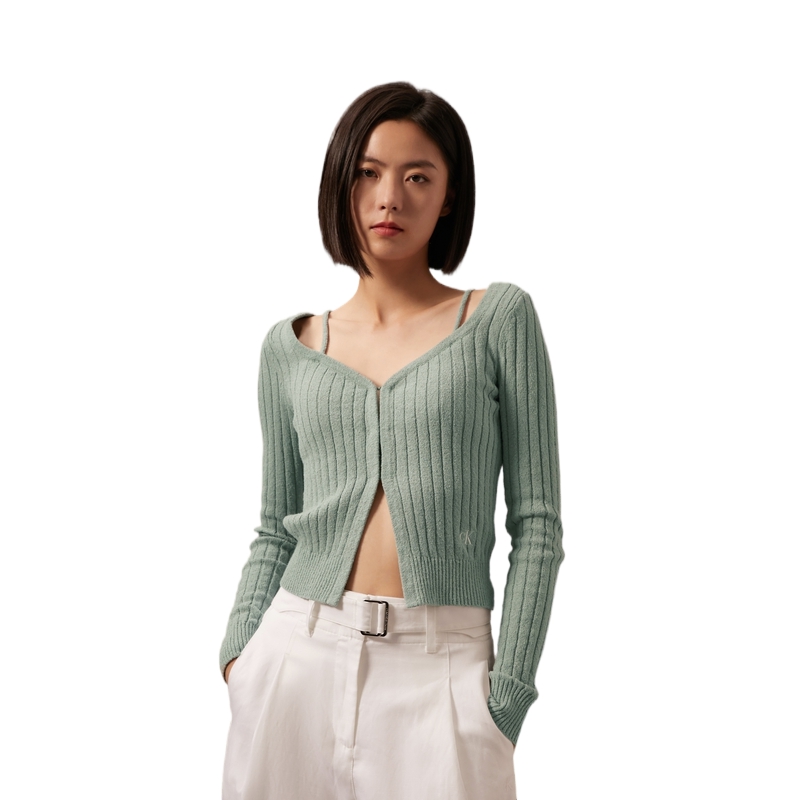 Shop (W) CALVIN KLEIN 時尚羅紋露肩性感吊帶背心上衣 J223931