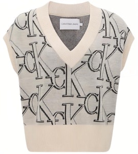(W) カルバンクライン グレー ジャカード Vネック ノースリーブ ニットベスト J220099-ACF Buy (W) カルバンクライン グレー ジャカード Vネック ノースリーブ ニットベスト J220099-ACF