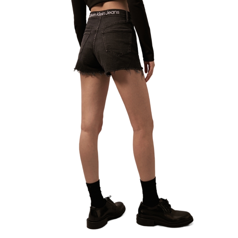 Purchase (W) Calvin Klein Seluar Pendek Denim Pinggang Tinggi Sulam Hitam. J224329