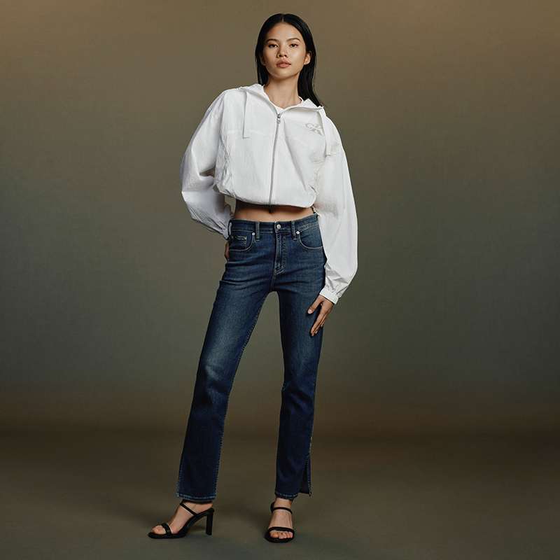 (Women) Calvin Klein  High-Waist Slim Straight Retro Jeans Denim Blue. J223373 圖 4