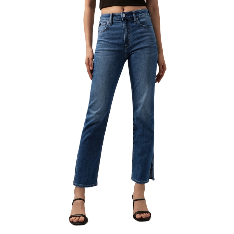 (Women) Calvin Klein  High-Waist Slim Straight Retro Jeans Denim Blue. J223373 圖 5