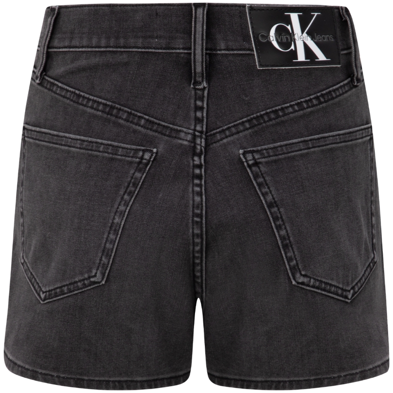 Lookbook (W) Calvin Klein Seluar Pendek Denim Pinggang Tinggi Gaya Retro Kelabu Gelap. J224276