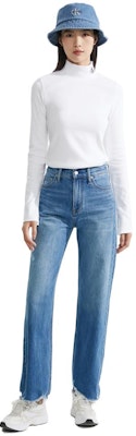 (Women) Calvin Klein High-Waisted Distressed Wide-Leg Jeans. J222254-1A4 Order (Women) Calvin Klein High-Waisted Distressed Wide-Leg Jeans. J222254-1A4