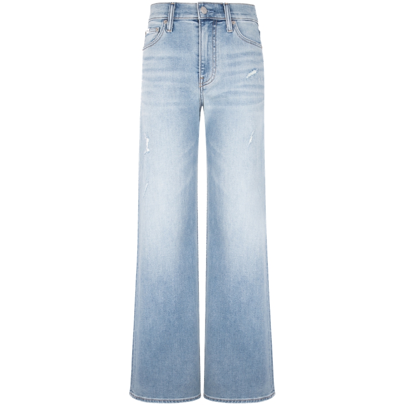 (Women) Calvin Klein  High-Waisted Relaxed Fit Distressed Wide-Leg Jeans Light Blue J222907 圖 2