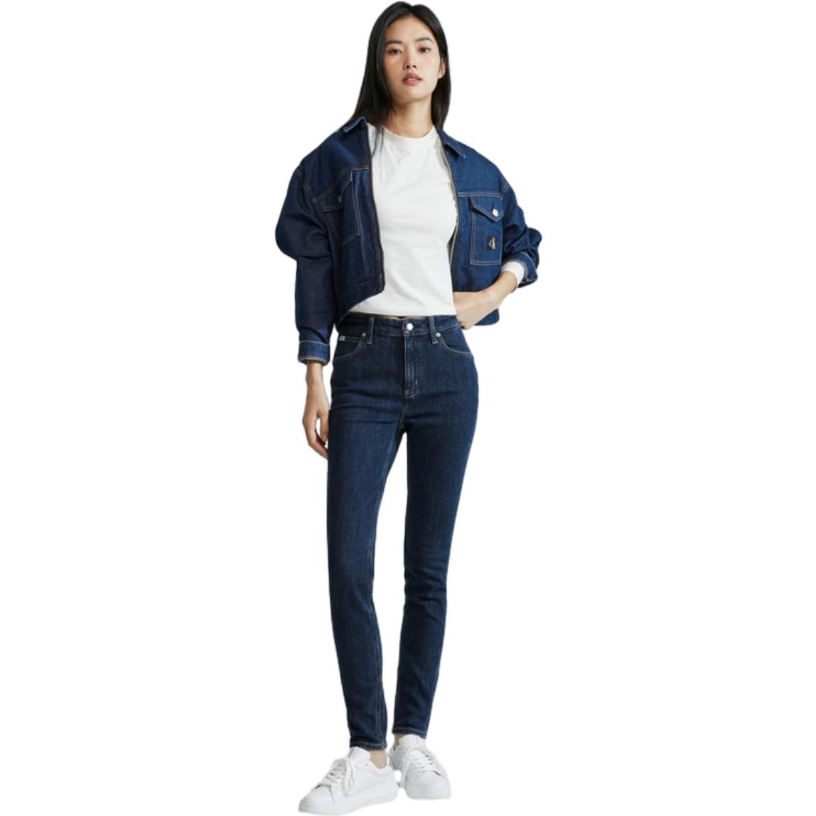(Women) Calvin Klein  High-Waisted Skinny Jeans Deep Blue Fleece-Lined Embroidery. J222261 圖 3