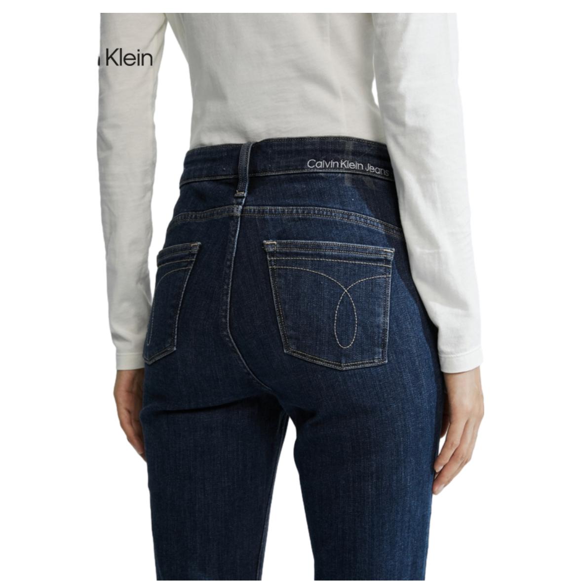 (Women) Calvin Klein  High-Waisted Skinny Jeans Deep Blue Fleece-Lined Embroidery. J222261 圖 4