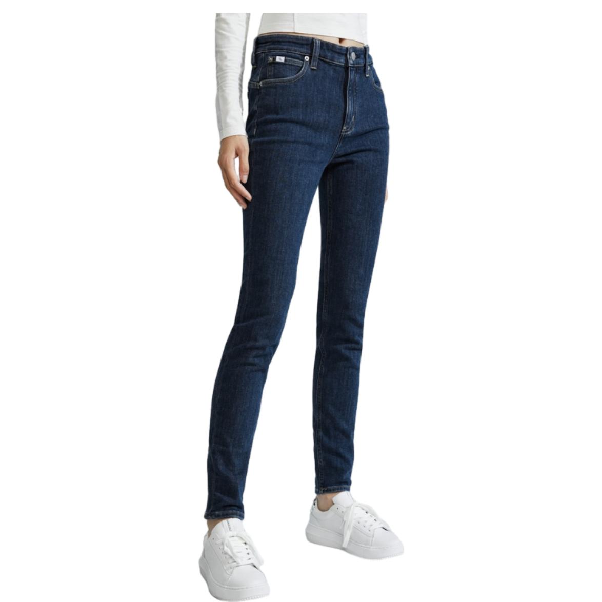 (Women) Calvin Klein  High-Waisted Skinny Jeans Deep Blue Fleece-Lined Embroidery. J222261 圖 5