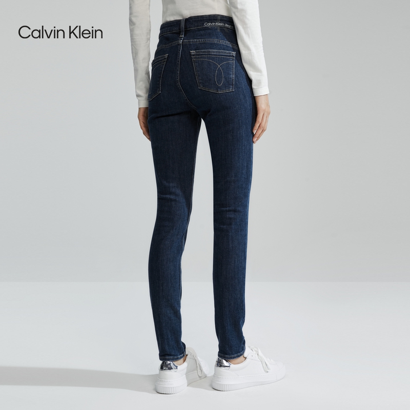(Women) Calvin Klein  High-Waisted Skinny Jeans Deep Blue Fleece-Lined Embroidery. J222261 圖 6