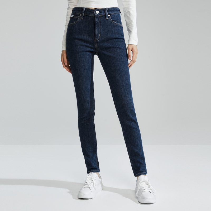 (Women) Calvin Klein  High-Waisted Skinny Jeans Deep Blue Fleece-Lined Embroidery. J222261 圖 7