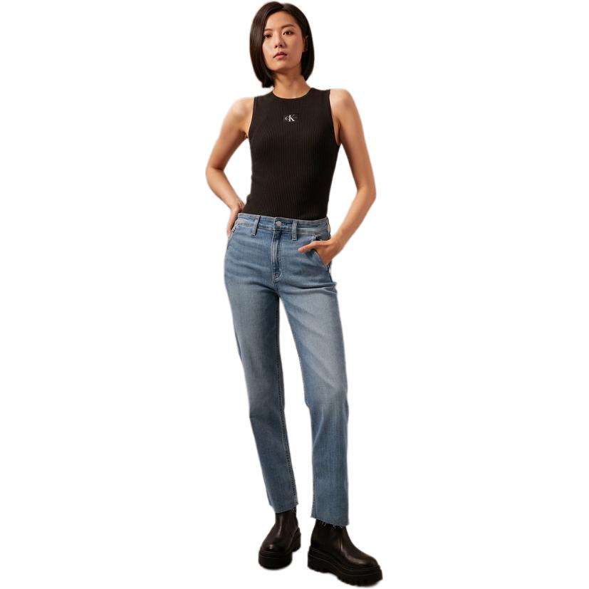 (Women) Calvin Klein  High-Waisted Slim Fit Straight Jeans Light Blue J223946 圖 6