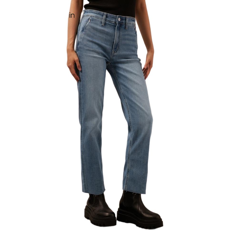 (Women) Calvin Klein  High-Waisted Slim Fit Straight Jeans Light Blue J223946 圖 7
