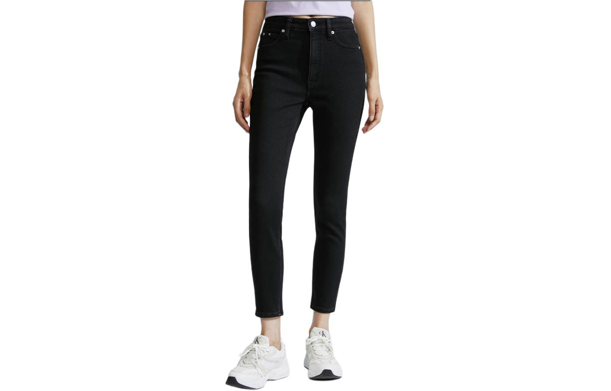 (Women) Calvin Klein  High-Waisted Stretch Velvet Skinny Jeans Black J223228-1BY