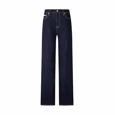 (Women) CALVIN KLEIN High-Waisted Wide-Leg Jeans Deep Blue Denim. J224926-1AP