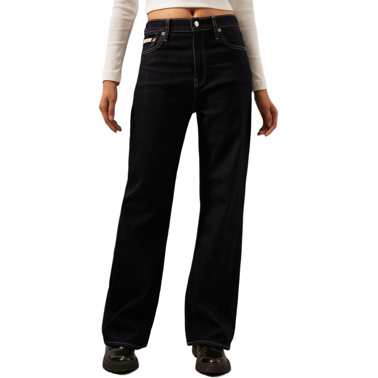 Shop (W) CALVIN KLEIN 高腰寬褲 牛仔褲 深藍色丹寧布 J224926-1AP
