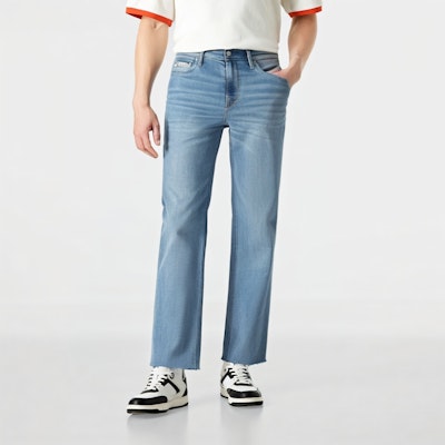 (Women) CALVIN KLEIN High-Waisted Wide-Leg Jeans Light Blue Fall Collection J224401-1AA Shop (Women) CALVIN KLEIN High-Waisted Wide-Leg Jeans Light Blue Fall Collection J224401-1AA