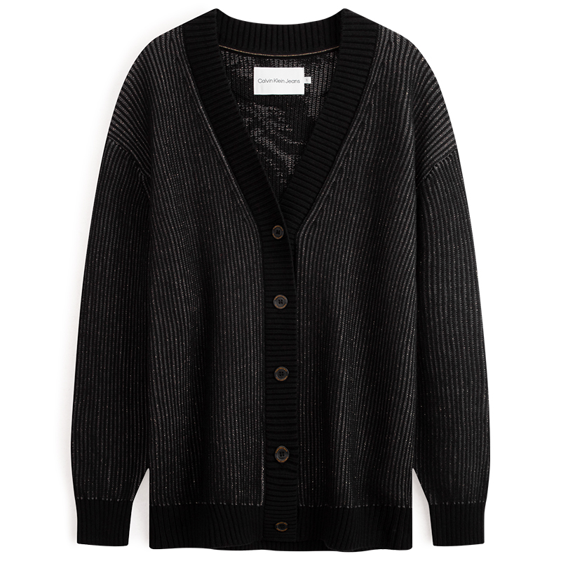 (Women) Calvin Klein  Jacquard Dragon V-Neck Cardigan Sweater. J222861