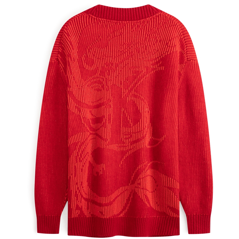 Lookbook (Women) Calvin Klein  Jacquard Dragon V-Neck Cardigan Sweater. J222861