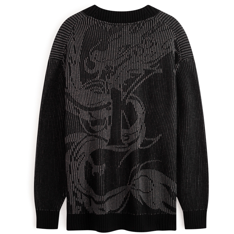 Sizing (Women) Calvin Klein  Jacquard Dragon V-Neck Cardigan Sweater. J222861