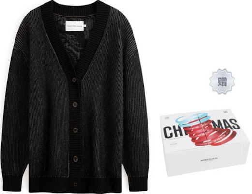 (Women) Calvin Klein Jacquard Dragon V-Neck Cardigan Sweater. J222861 2