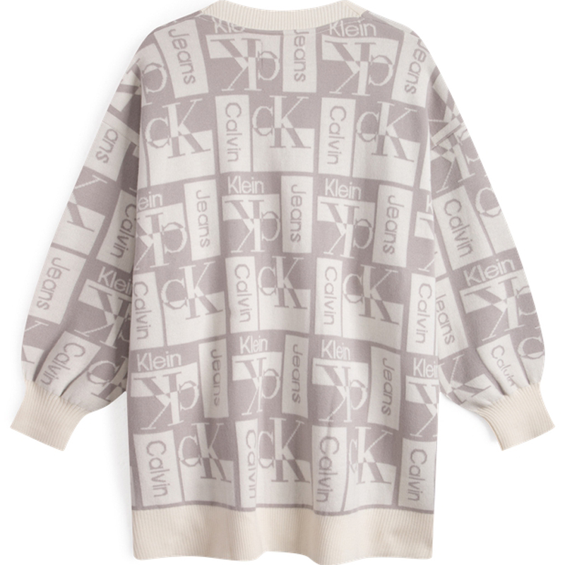 (Women) Calvin Klein  Knit Cardigan V-Neck Button Letter Pattern Beige Colorblock. J222311PEE 圖 3