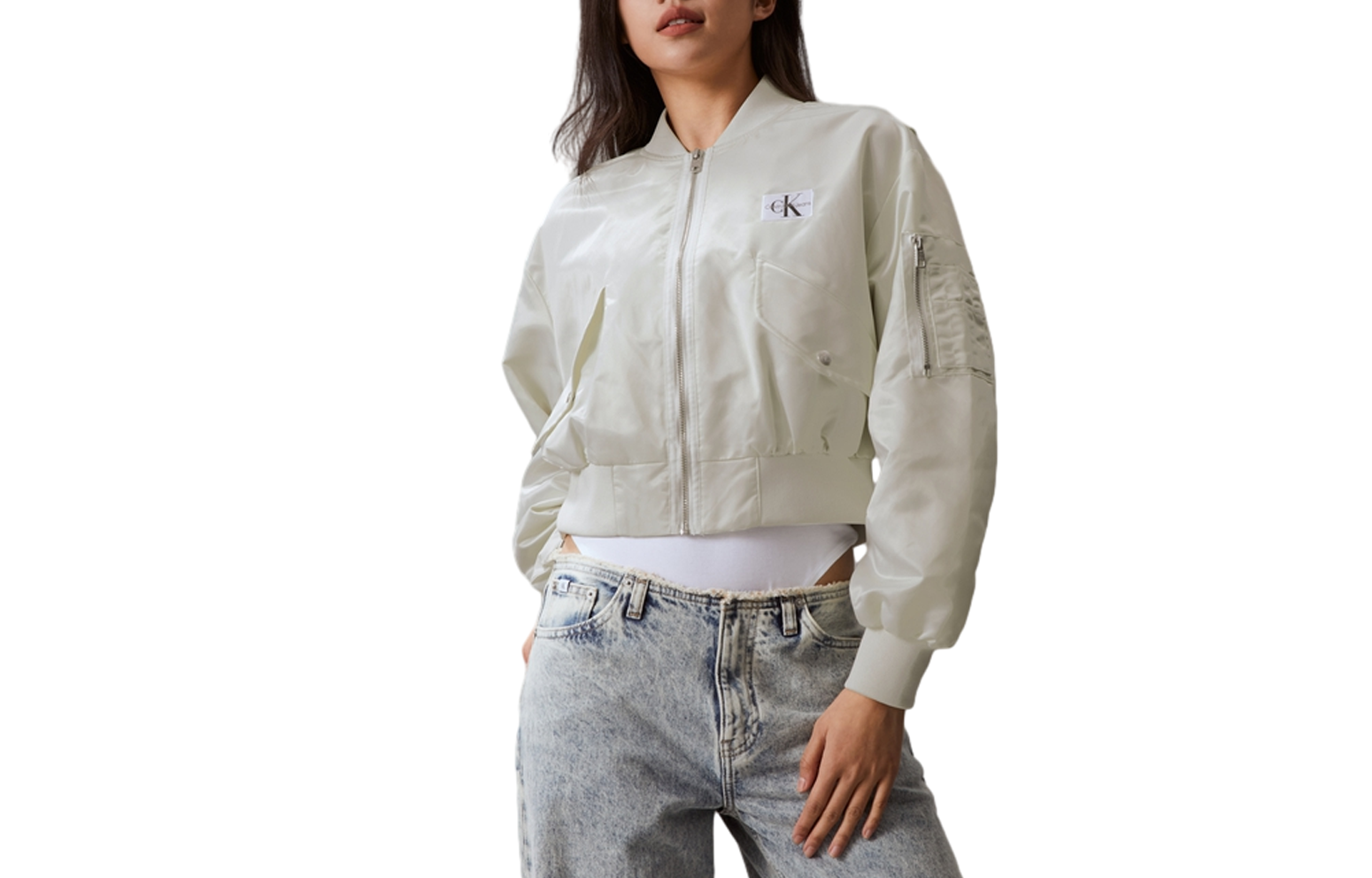 (Women) Calvin Klein  Letterman Short Baseball Collar Casual Jacket. J223720